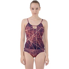 Light Fiber Black Fractal Art Cut Out Top Tankini Set