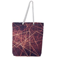 Light Fiber Black Fractal Art Full Print Rope Handle Tote (large)