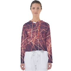 Light Fiber Black Fractal Art Women s Slouchy Sweat