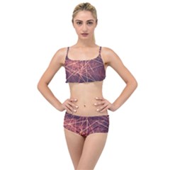 Light Fiber Black Fractal Art Layered Top Bikini Set