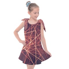 Light Fiber Black Fractal Art Kids  Tie Up Tunic Dress by HermanTelo