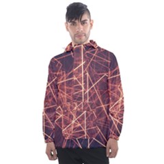 Light Fiber Black Fractal Art Men s Front Pocket Pullover Windbreaker