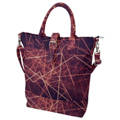 Light Fiber Black Fractal Art Buckle Top Tote Bag