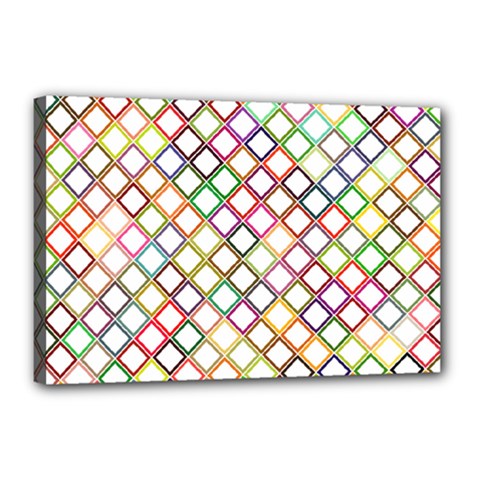 Grid Colorful Multicolored Square Canvas 18  X 12  (stretched) by HermanTelo