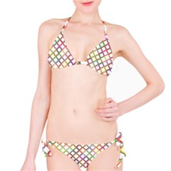 Grid Colorful Multicolored Square Classic Bikini Set