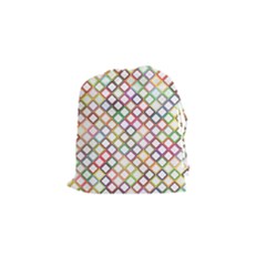 Grid Colorful Multicolored Square Drawstring Pouch (small) by HermanTelo