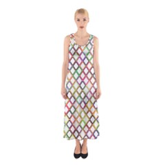 Grid Colorful Multicolored Square Sleeveless Maxi Dress