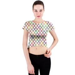 Grid Colorful Multicolored Square Crew Neck Crop Top by HermanTelo