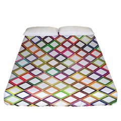 Grid Colorful Multicolored Square Fitted Sheet (queen Size)