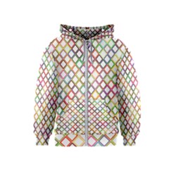 Grid Colorful Multicolored Square Kids  Zipper Hoodie