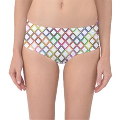 Grid Colorful Multicolored Square Mid-waist Bikini Bottoms