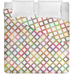 Grid Colorful Multicolored Square Duvet Cover Double Side (king Size)