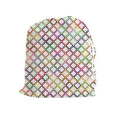 Grid Colorful Multicolored Square Drawstring Pouch (xl) by HermanTelo