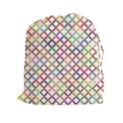 Grid Colorful Multicolored Square Drawstring Pouch (xxl)