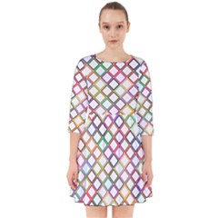 Grid Colorful Multicolored Square Smock Dress