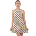 Grid Colorful Multicolored Square Halter Tie Back Chiffon Dress View1