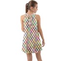 Grid Colorful Multicolored Square Halter Tie Back Chiffon Dress View2