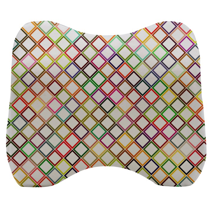 Grid Colorful Multicolored Square Velour Head Support Cushion