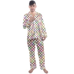 Grid Colorful Multicolored Square Men s Satin Pajamas Long Pants Set by HermanTelo