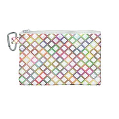 Grid Colorful Multicolored Square Canvas Cosmetic Bag (medium)