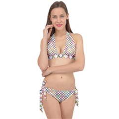 Grid Colorful Multicolored Square Tie It Up Bikini Set