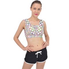 Grid Colorful Multicolored Square V-back Sports Bra