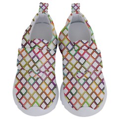 Grid Colorful Multicolored Square Kids  Velcro No Lace Shoes