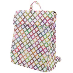 Grid Colorful Multicolored Square Flap Top Backpack