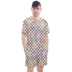 Grid Colorful Multicolored Square Men s Mesh Tee And Shorts Set