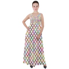 Grid Colorful Multicolored Square Empire Waist Velour Maxi Dress by HermanTelo