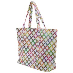 Grid Colorful Multicolored Square Zip Up Canvas Bag