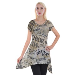 Graduation School Celebration Short Sleeve Side Drop Tunic