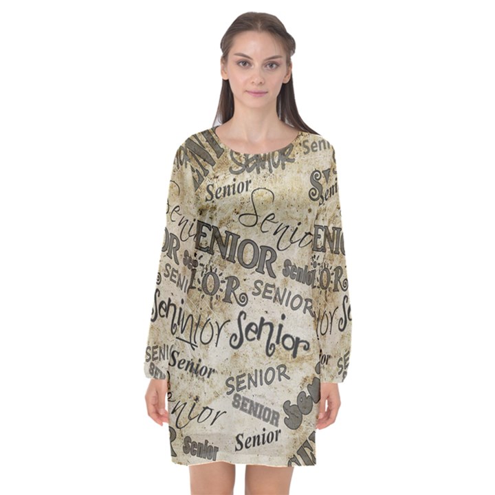 Graduation School Celebration Long Sleeve Chiffon Shift Dress 