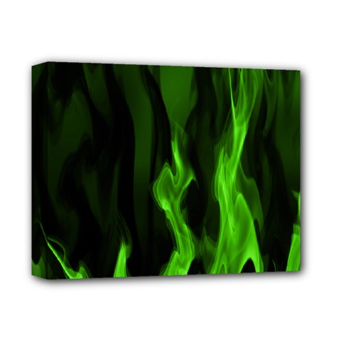 Smoke Flame Abstract Green Deluxe Canvas 14  X 11  (stretched)