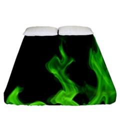 Smoke Flame Abstract Green Fitted Sheet (queen Size) by HermanTelo