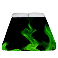 Smoke Flame Abstract Green Fitted Sheet (king Size) by HermanTelo