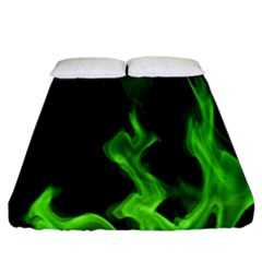 Smoke Flame Abstract Green Fitted Sheet (california King Size) by HermanTelo