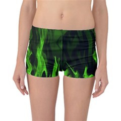 Smoke Flame Abstract Green Reversible Boyleg Bikini Bottoms