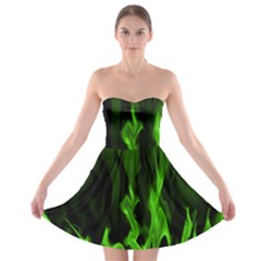 Smoke Flame Abstract Green Strapless Bra Top Dress by HermanTelo