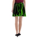 Smoke Flame Abstract Green A-Line Pocket Skirt View2