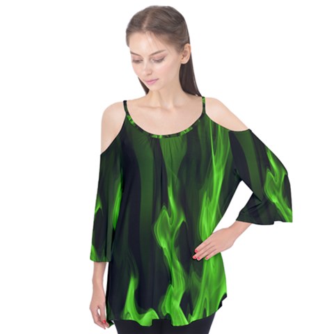 Smoke Flame Abstract Green Flutter Tees by HermanTelo