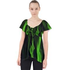 Smoke Flame Abstract Green Lace Front Dolly Top