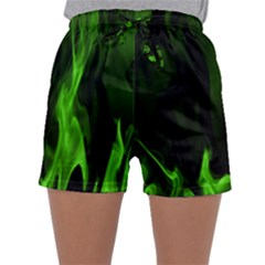 Smoke Flame Abstract Green Sleepwear Shorts