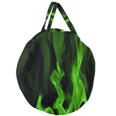 Smoke Flame Abstract Green Giant Round Zipper Tote