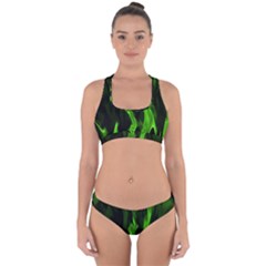 Smoke Flame Abstract Green Cross Back Hipster Bikini Set