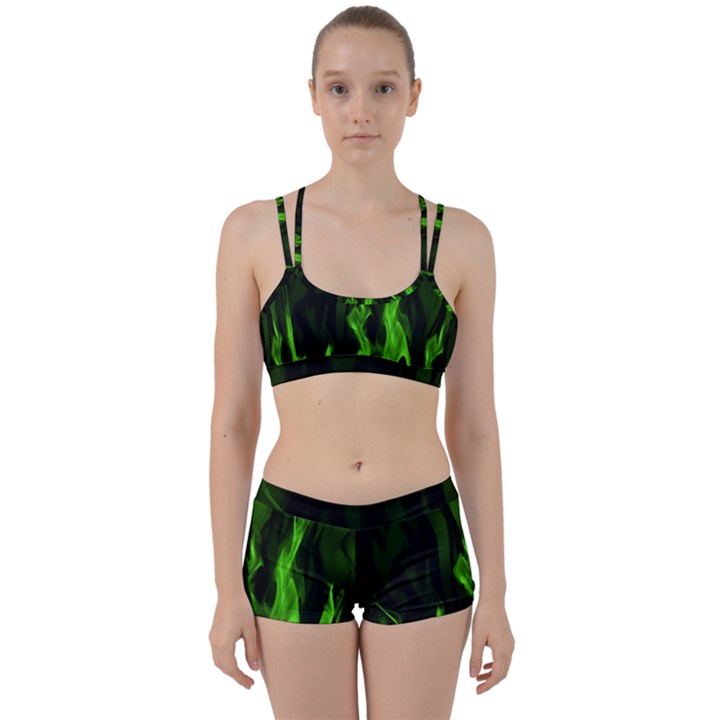 Smoke Flame Abstract Green Perfect Fit Gym Set