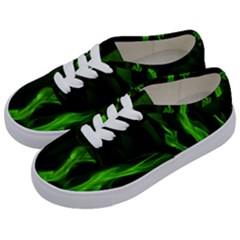 Smoke Flame Abstract Green Kids  Classic Low Top Sneakers by HermanTelo