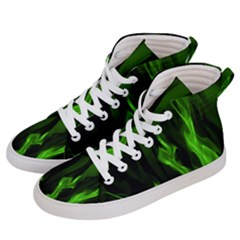 Smoke Flame Abstract Green Women s Hi-top Skate Sneakers