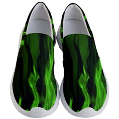 Smoke Flame Abstract Green Women s Lightweight Slip Ons by HermanTelo