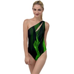 Smoke Flame Abstract Green To One Side Swimsuit